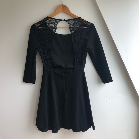 Lulus Felicity Black Backless Lace Skater Dress Sz Small - Picture 10 of 16